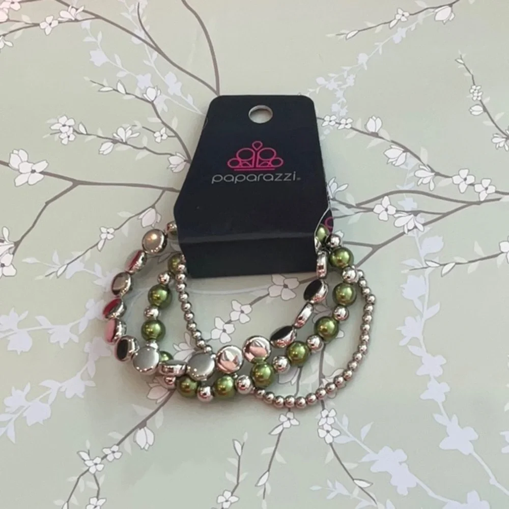 ❄️ Paparazzi | Green and Silver Beaded Bracelet Set Bohemian Beach